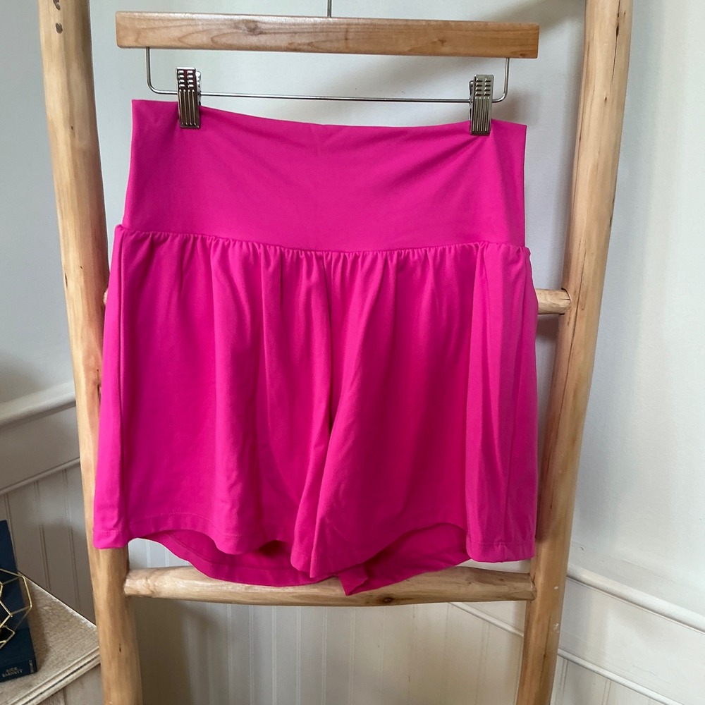 Full Speed Womens High Waisted Flowy Athletic Shorts Hot Pink Size Large Long